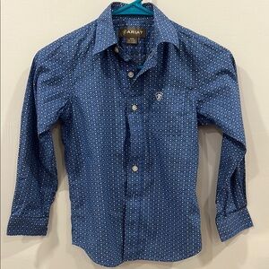 Ariat Blue Casual Button Down Shirt with Geometric Pattern